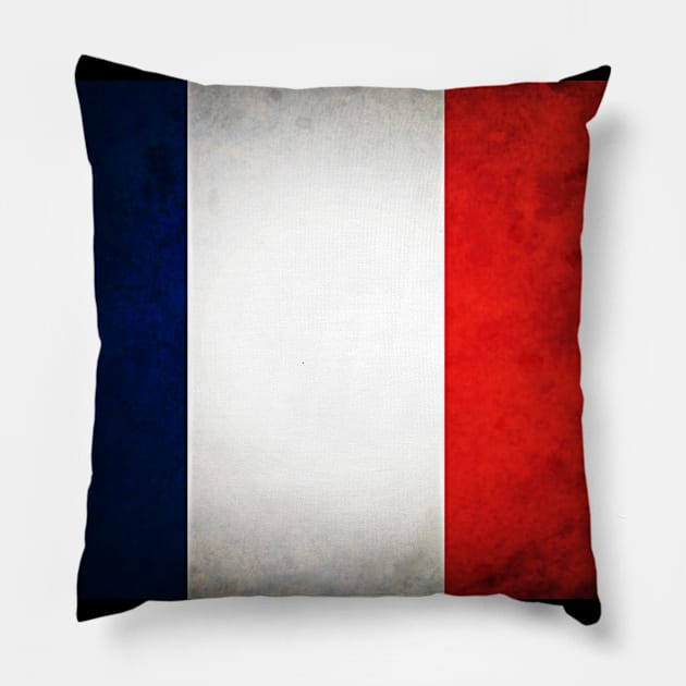 A grunge looking distressed French flag of France Pillow by Guntah