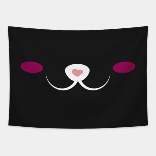 Cute Shy cat Face With Pink Heart Nose Tapestry