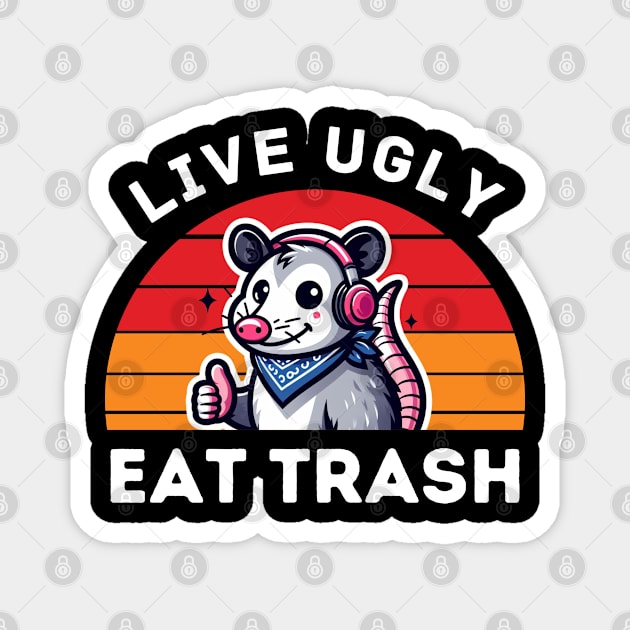 Live Ugly Fake Your Death - Retro Magnet by Syntax Wear