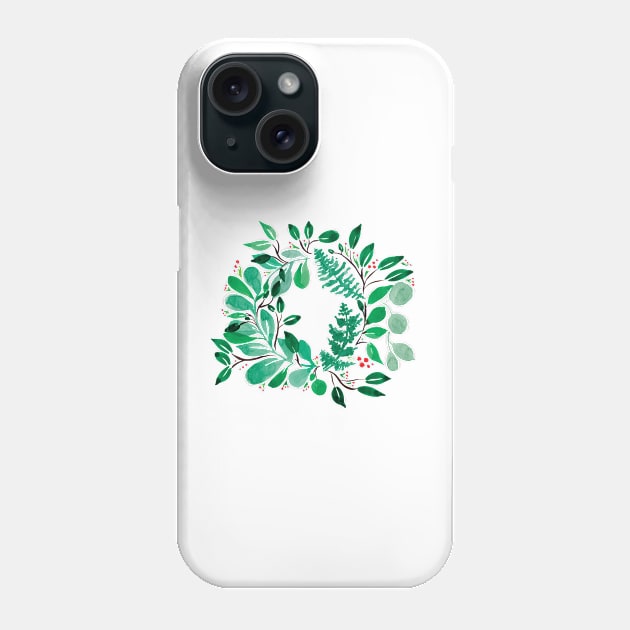 Sweet leaves wreath Phone Case by annalisaamato