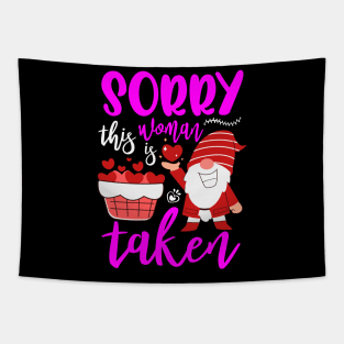 Sorry This Lady Is Taken Funny Gnome Valentines Day Hearts Tapestry