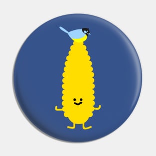 Funny corn with titmouse Pin