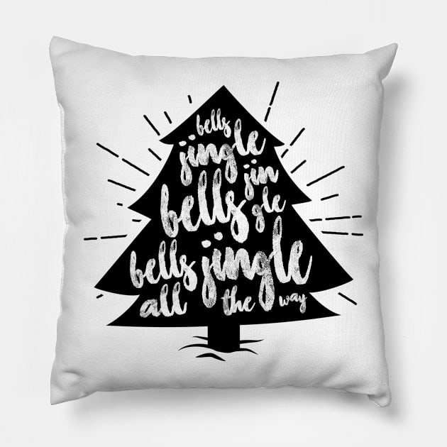 Vintage christmas tree silhouettes with messages Pillow by kameleon