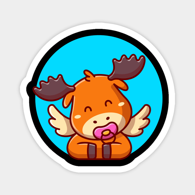 Cute Baby Moose With Pacifier Cartoon Magnet by Catalyst Labs