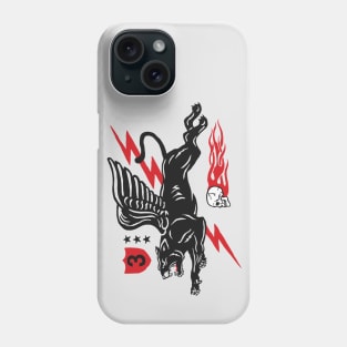 Retro Racing Flying Panther & Flaming Skull // Vintage Racing Motorsports Insignia Phone Case