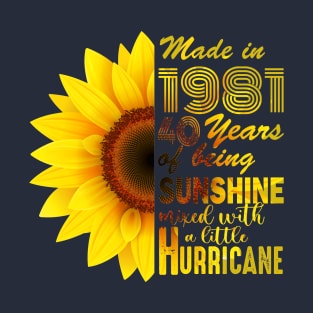 Vintage 1981 Sunflower 40th Birthday Awesome Gift T-Shirt