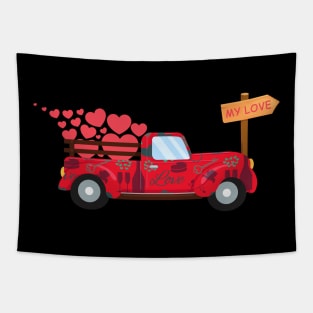 Cute car valentines day Tapestry