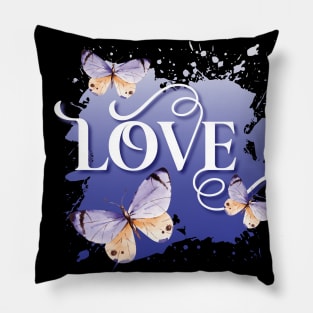 LOVE AND BUTTERFLIES PAINT SPATTER Pillow