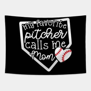 My Favorite Pitcher Calls Me Mom Baseball Cute Funny Tapestry