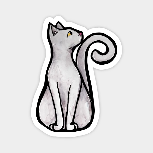 White Cat Magnet by bubbsnugg