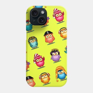 Colorful owls pattern | yellow Phone Case