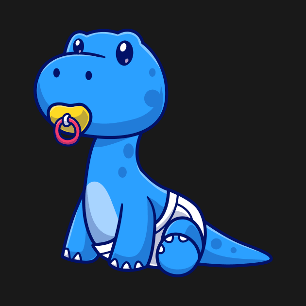Cute Baby Brontosaurus Dino With Pacifier Cartoon by Catalyst Labs