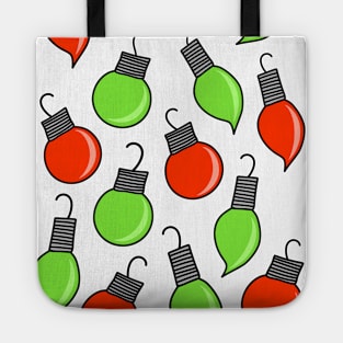 Red and Green Christmas Ornaments Cartoon Pattern on a White Backdrop, made by EndlessEmporium Tote