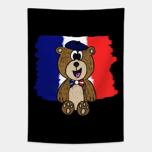 Bastille Day 14 July French Bear Tricolore Funny Tapestry