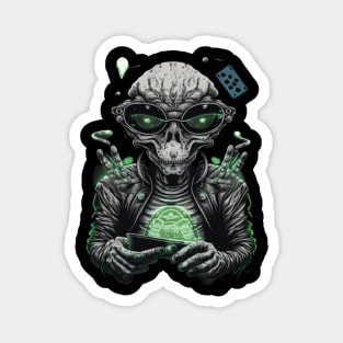 Funny Alien Digital Artwork - Birthday Gift Ideas For Poker Player Magnet