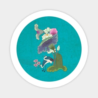 Minhwa: Lotus and Night Herons F Type (Korean traditional/folk art) Magnet