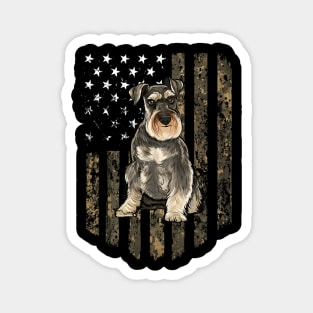 Camo American Flag Miniature Schnauzer 4Th Of July Usa Magnet