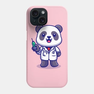 Cute Panda Doctor With Syringe Cartoon Phone Case