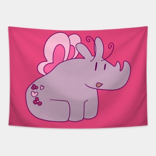 Pink Fairy Rhino Tapestry