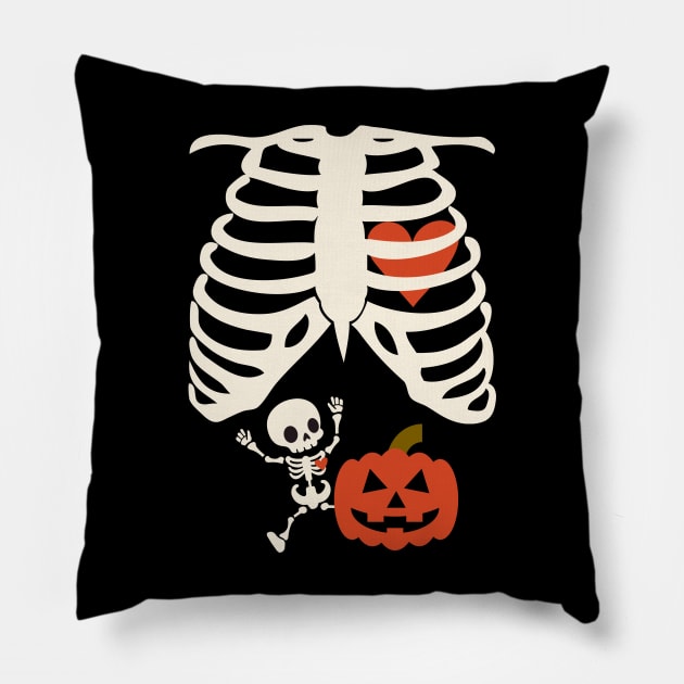 Skeleton Baby Pregnant Xray Rib Cage Halloween Costume Pillow by DenverSlade