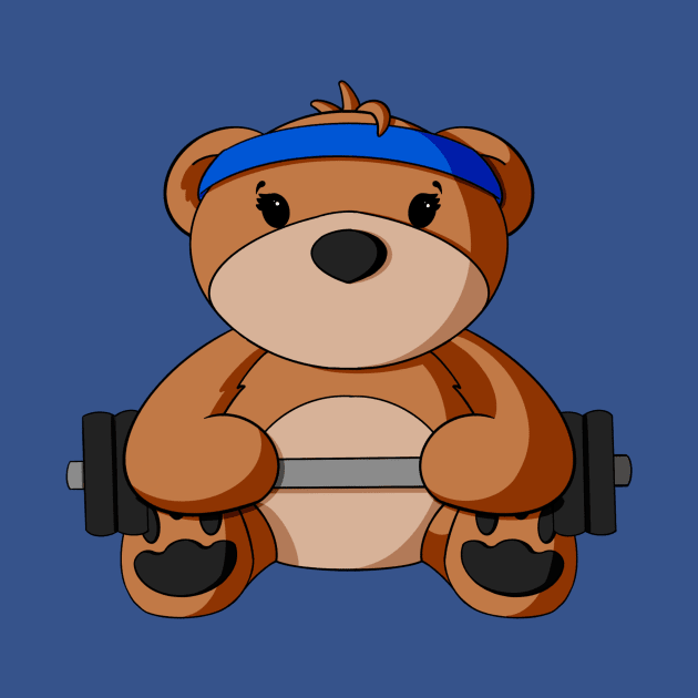 Weightlifting Teddy Bear by Alisha Ober Designs