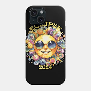 Solar Eclipse 2024 on Black Phone Case