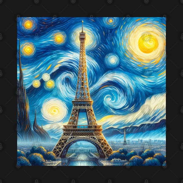 Eiffel Tower Starry Night - Beautiful Iconic Places by Edd Paint Something