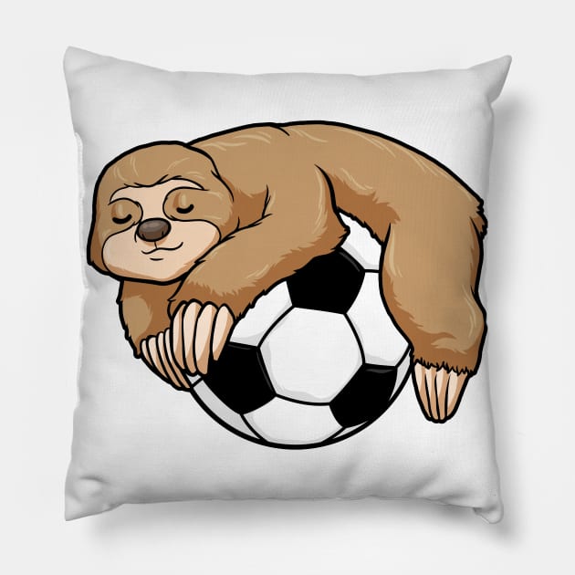 Sloth with Soccer ball Pillow by Markus Schnabel