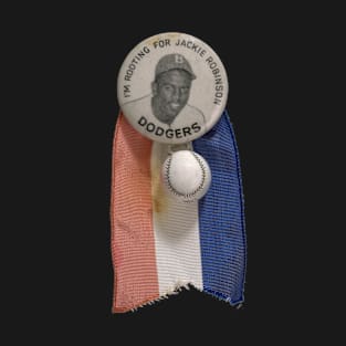 Pinback Button of Jackie Robinson (w. charm and ribbon) T-Shirt