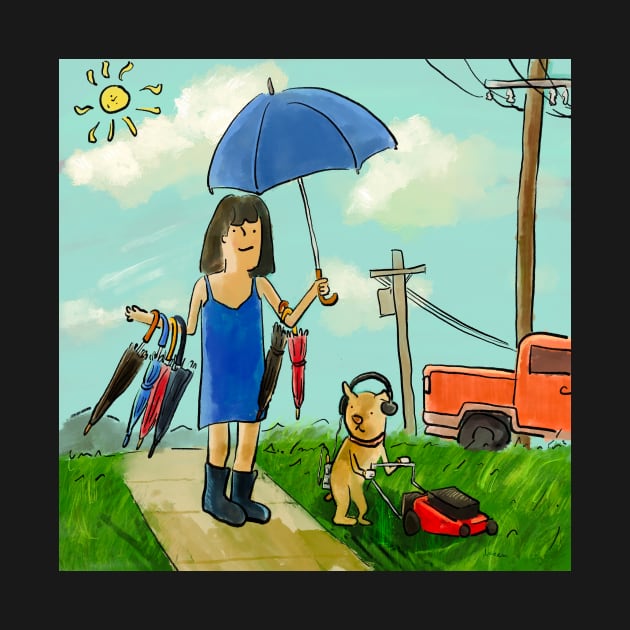 Dog and Ms. Umbrella by doteau