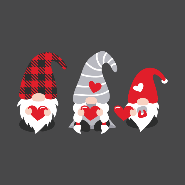 Gnome family, Three Gnomes Holding Hearts, Valentine's Day, Valentine ,Valentine Shirt Design by maliGnom