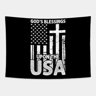 God's Blessings Jesus American Flag Patriot Christian Tapestry