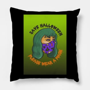 Save Halloween- Please Wear a Mask Pillow