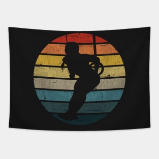 Gymnastic Rings Silhouette On A Distressed Retro Sunset product Tapestry