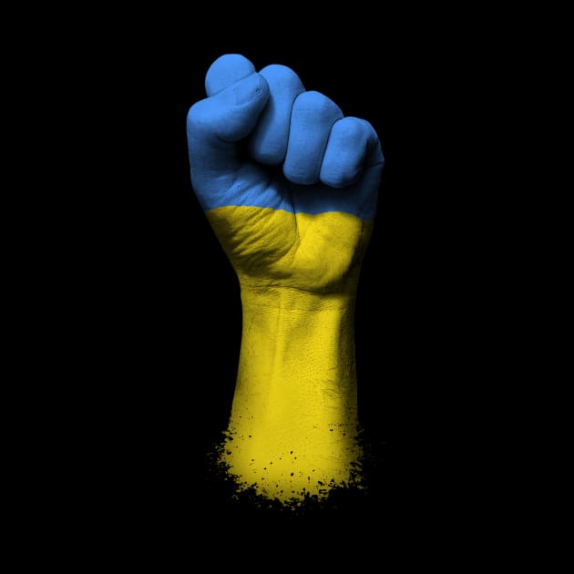 Flag of Ukraine on a Raised Clenched Fist by jeffbartels