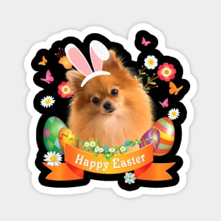 Bunny Pomeranian Dog Happy Easter Day Lover Egg Hunt Lovely Magnet