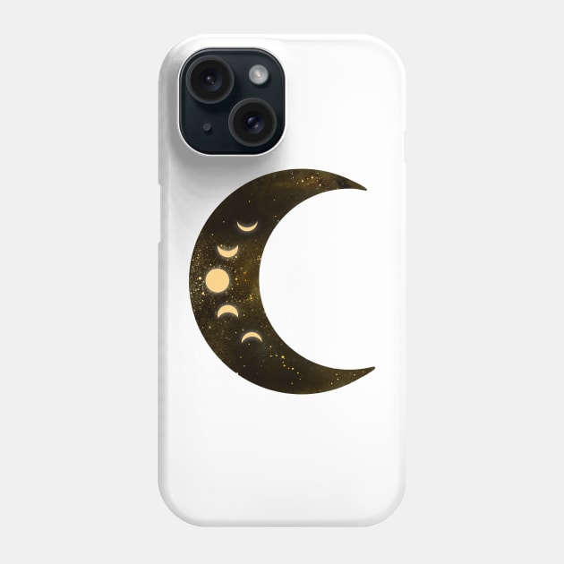 Gold Crescent Moon Phases Phone Case by SpellsSell