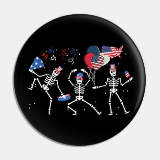 Dancing Skeleton 4th of July American Flag Skellies Pin