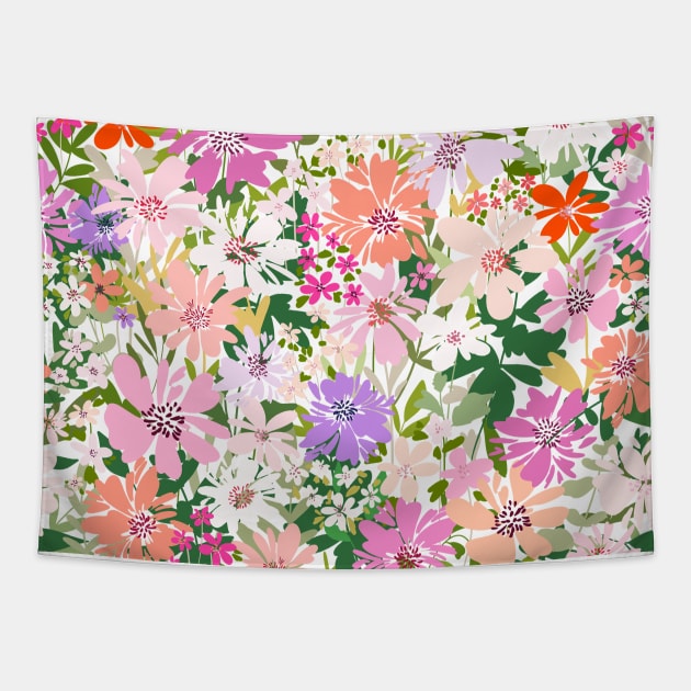 Pastel Flowers Tapestry by Gush Art Studio 1