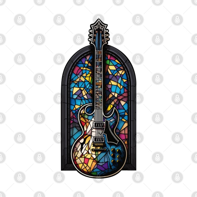 Vintage Stained Glass Guitar Gifts Guitarist Concert Guitar by KsuAnn