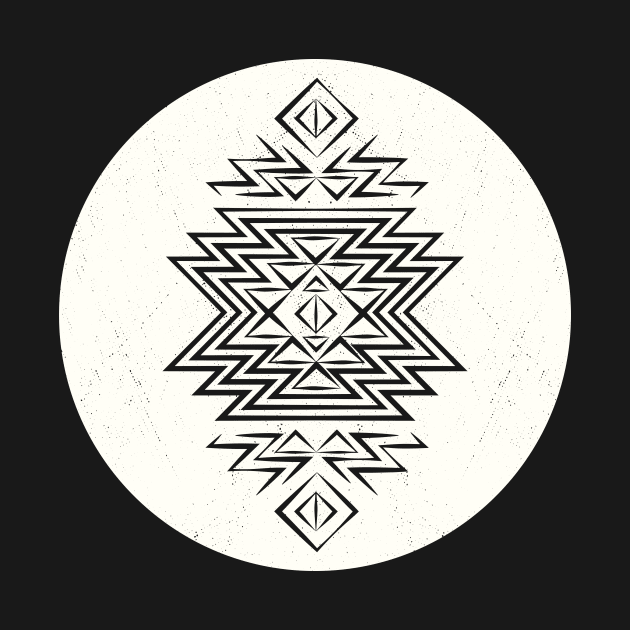 vintage aztec pattern in faded circle white by JDP Designs
