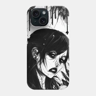 Obsidian Dreams: Black and White Artistry for Alternative Souls Phone Case
