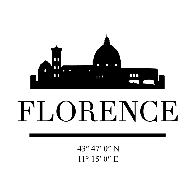 FLORENCE ITALY BLACK SILHOUETTE SKYLINE ART by deificusArt