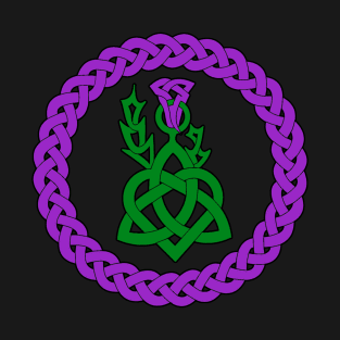 Celtic knotwork with heart and thistle - colourised T-Shirt