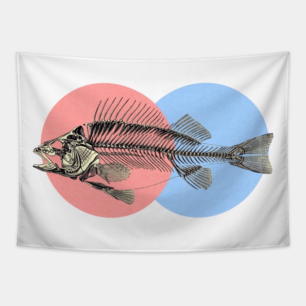 Colorful skeleton of a perch Tapestry by Nosa rez