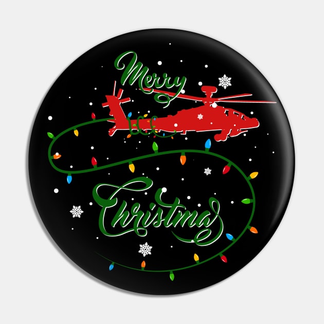 Gun Pilot - AH-64 Apache Merry Christmas Pin by Aviation Designs