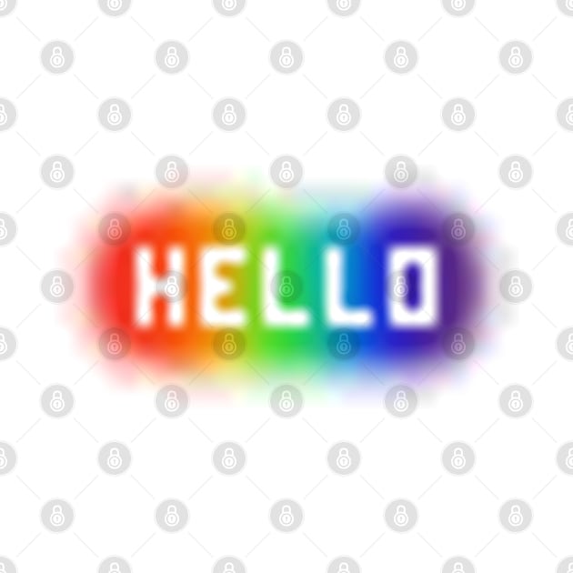 Blurry Stencilled Hello on Rainbow Spraypaint by gkillerb