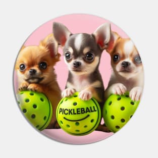 Pickleball Chihuahua Puppies Dog Lovers Pin