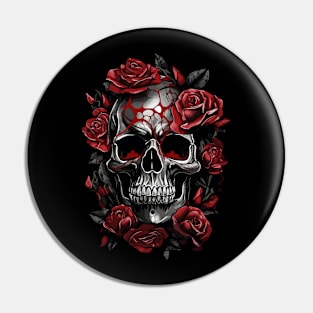 Floral Skull Tattoo Art Pin