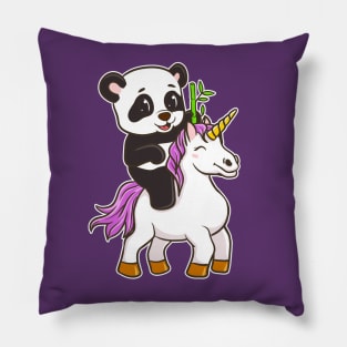 Panda Riding Unicorn Cute Magical Pillow